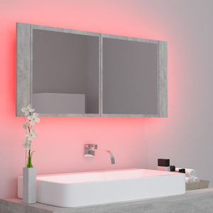 LED Badspiegelschrank Betongrau 100 cm
