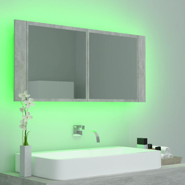 LED Badspiegelschrank Betongrau 100 cm