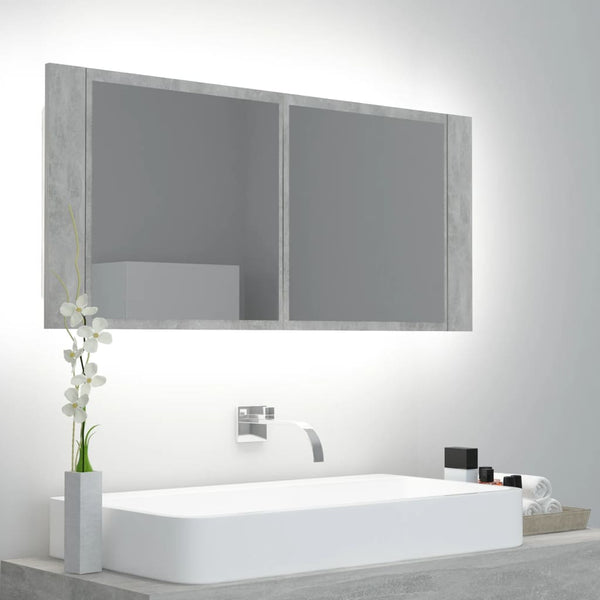 LED Badspiegelschrank Betongrau 100 cm