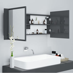 LED Bad Spiegelschrank Grau 100cm