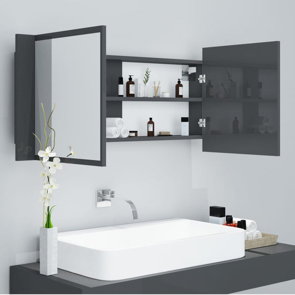 LED Bad Spiegelschrank Grau 100cm