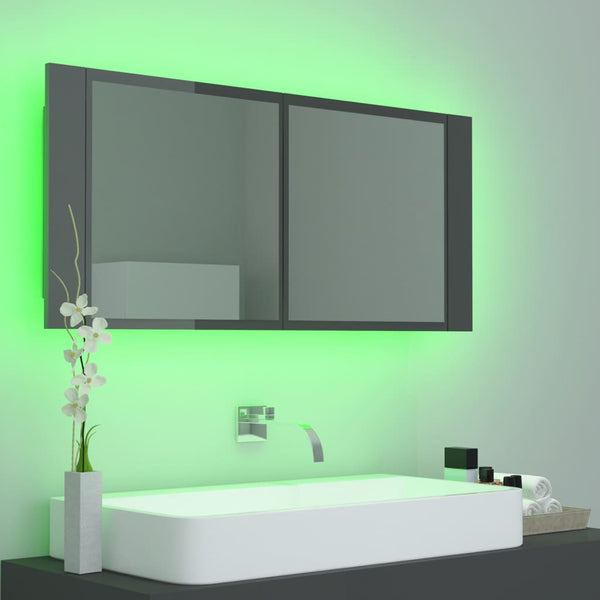 LED Bad Spiegelschrank Grau 100cm