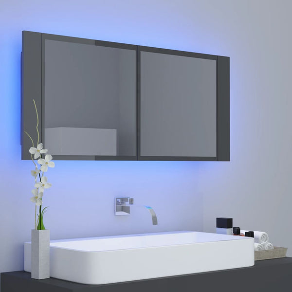 LED Bad Spiegelschrank Grau 100cm