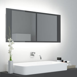 LED Bad Spiegelschrank Grau 100cm