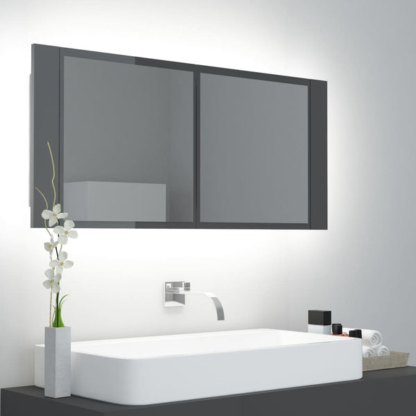 LED Bad Spiegelschrank Grau 100cm