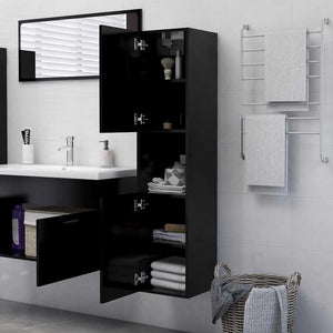 Schwarzer Badezimmerschrank 30x30x130 cm