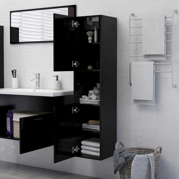 Schwarzer Badezimmerschrank 30x30x130 cm