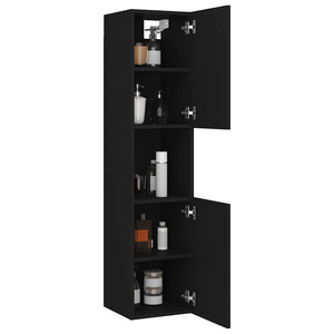 Schwarzer Badezimmerschrank 30x30x130 cm