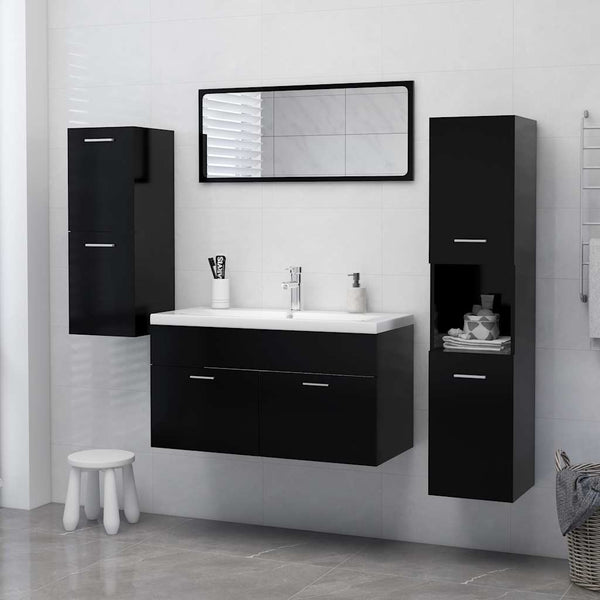 Schwarzer Badezimmerschrank 30x30x130 cm