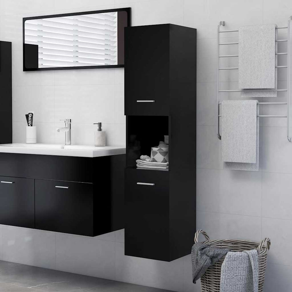 vidaXL Armoire de salle de bain noir 30x30x130 cm Aggloméré