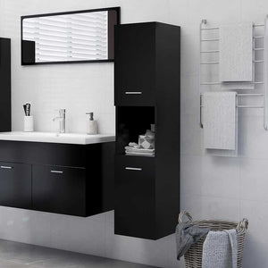 Schwarzer Badezimmerschrank 30x30x130 cm