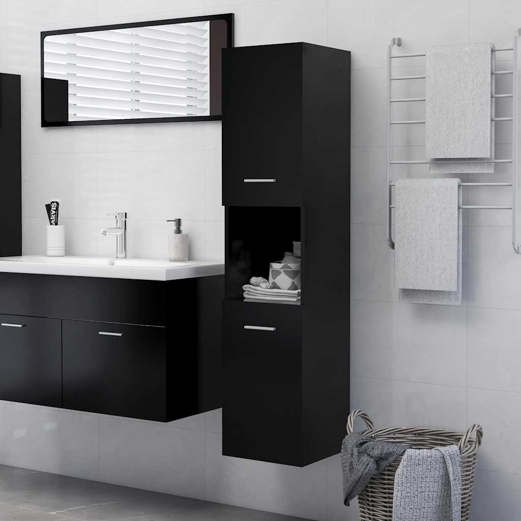 Schwarzer Badezimmerschrank 30x30x130 cm