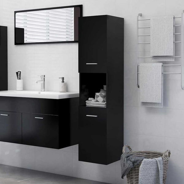 Schwarzer Badezimmerschrank 30x30x130 cm