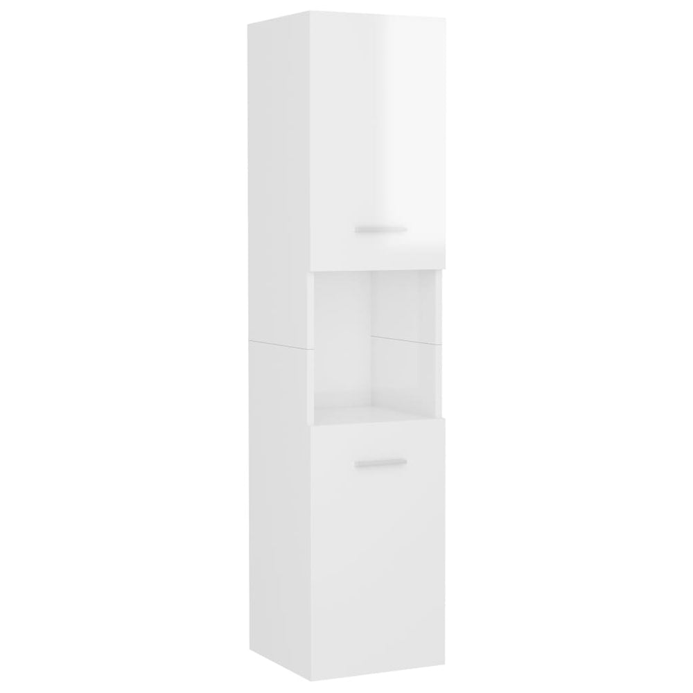 vidaXL Meuble de salle de bain blanc brillant 30x30x130 cm en bois d'ingénierie