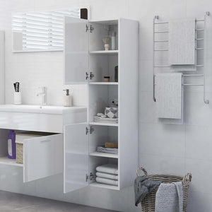 vidaXL Meuble de salle de bain blanc brillant 30x30x130 cm en bois d'ingénierie