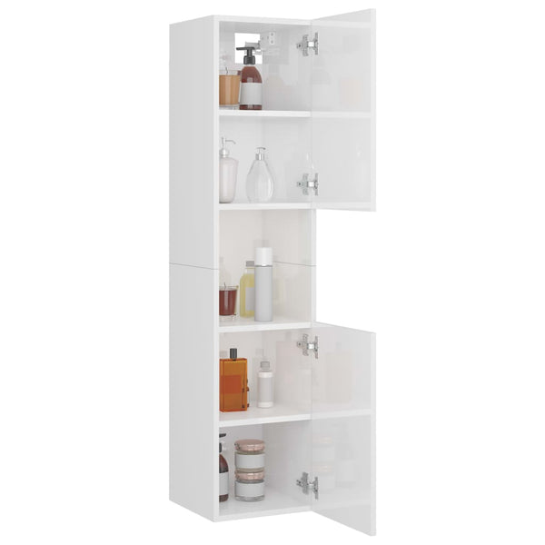 vidaXL Meuble de salle de bain blanc brillant 30x30x130 cm en bois d'ingénierie