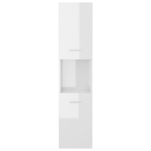 vidaXL Meuble de salle de bain blanc brillant 30x30x130 cm en bois d'ingénierie