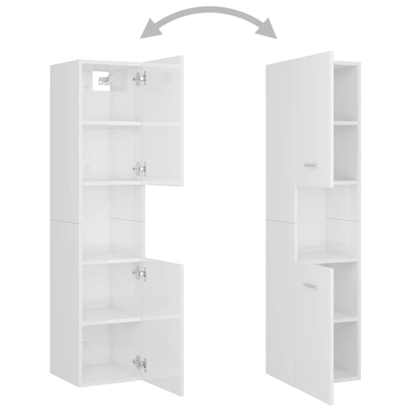 vidaXL Meuble de salle de bain blanc brillant 30x30x130 cm en bois d'ingénierie