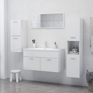 vidaXL Meuble de salle de bain blanc brillant 30x30x130 cm en bois d'ingénierie