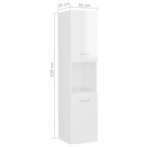 vidaXL Meuble de salle de bain blanc brillant 30x30x130 cm en bois d'ingénierie