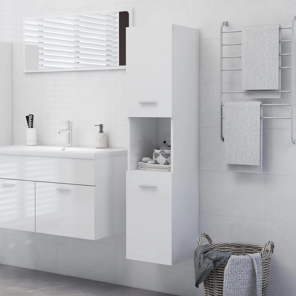 vidaXL Meuble de salle de bain blanc brillant 30x30x130 cm en bois d'ingénierie