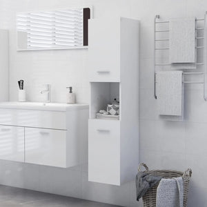 vidaXL Meuble de salle de bain blanc brillant 30x30x130 cm en bois d'ingénierie