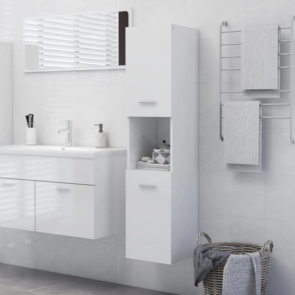 vidaXL Meuble de salle de bain blanc brillant 30x30x130 cm en bois d'ingénierie