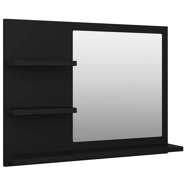 Schwarzer Badspiegel mit Ablage 60x45 cm