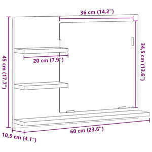 Schwarzer Badspiegel mit Ablage 60x45 cm
