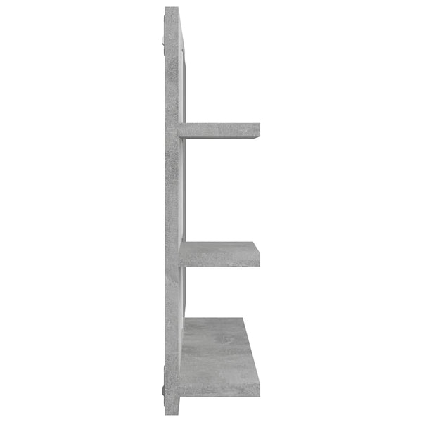 Betongrauer Badspiegel mit Ablagen, 60x45 cm