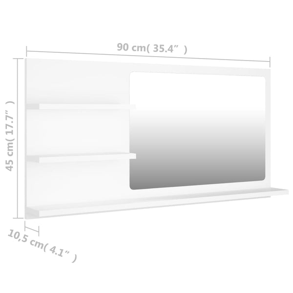 Weißer Badspiegel mit Ablagen 90x45 cm