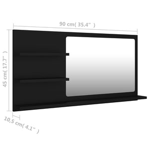 Schwarzer Badspiegel mit Ablagen 90x45 cm