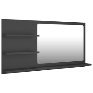 Grauer Badspiegel mit Ablagen 90x45 cm
