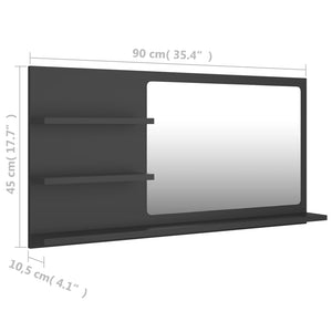 Grauer Badspiegel mit Ablagen 90x45 cm