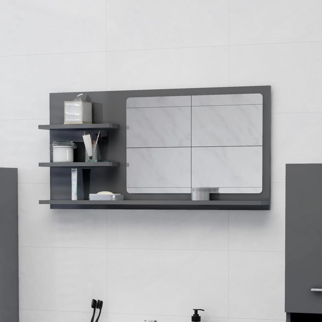 Hochglanz Grau Badspiegel 90x45 cm