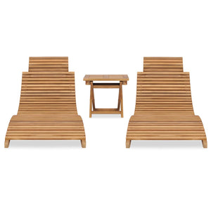 3-tlg. Garten-Lounge-Set Klappbar Massivholz Teak