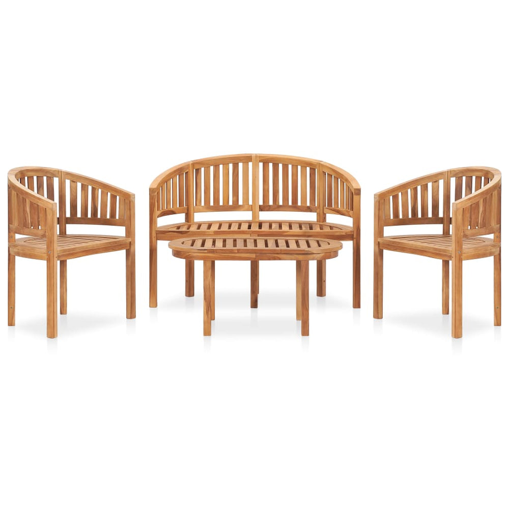 4-tlg. Garten-Lounge-Set Massivholz Teak