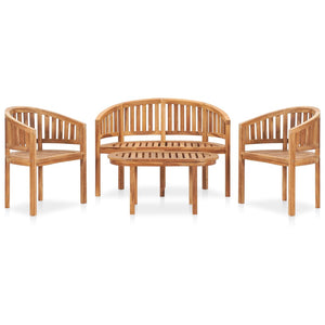 4-tlg. Garten-Lounge-Set Massivholz Teak