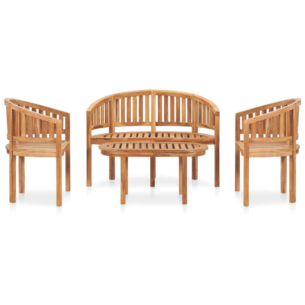 4-tlg. Garten-Lounge-Set Massivholz Teak