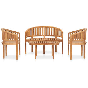 4-tlg. Garten-Lounge-Set Massivholz Teak