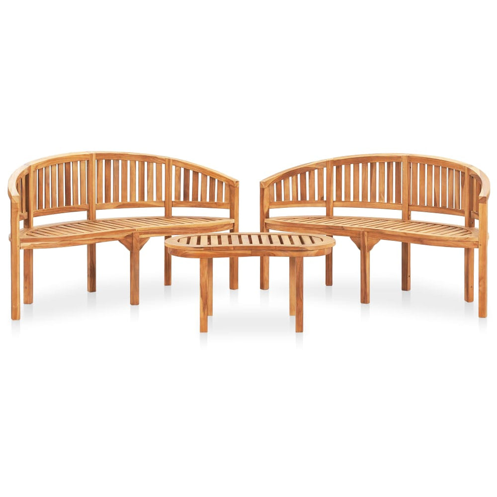 3-tlg. Garten-Lounge-Set Massivholz Teak