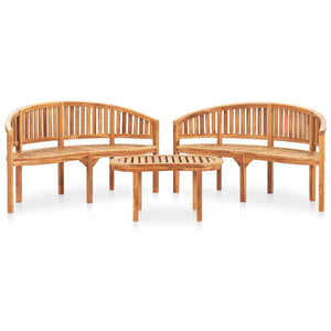 3-tlg. Garten-Lounge-Set Massivholz Teak