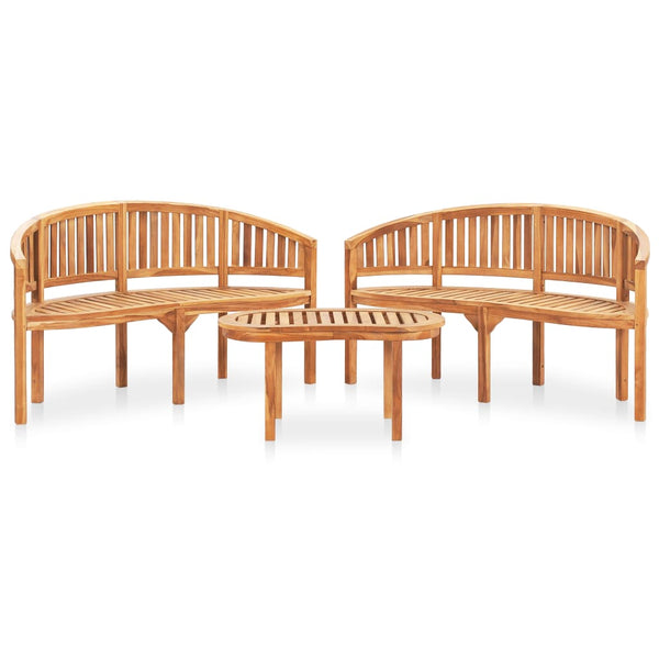 3-tlg. Garten-Lounge-Set Massivholz Teak