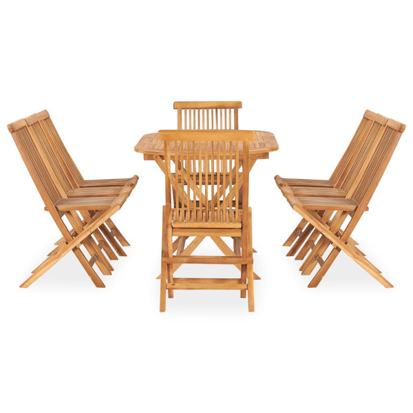 9-tlg. Garten-Essgruppe Klappbar Massivholz Teak