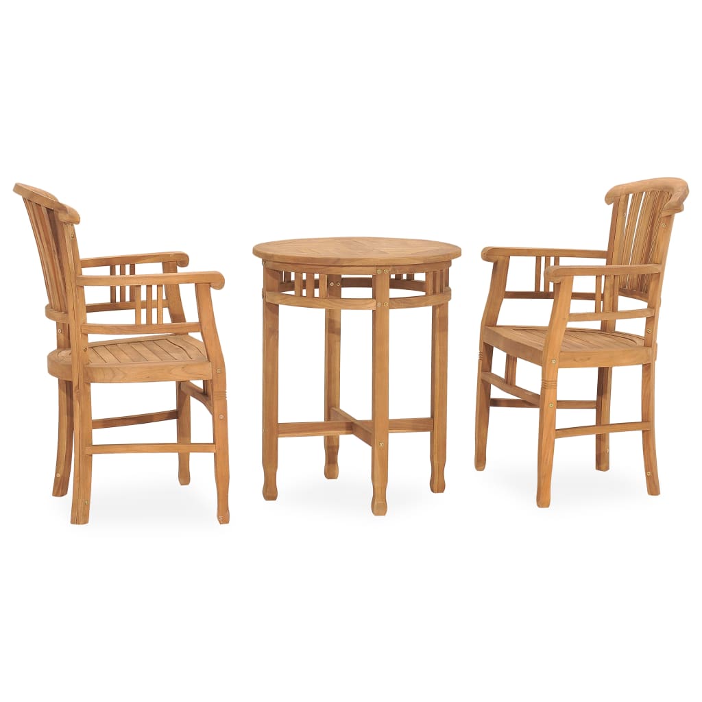 3-tlg. Garten-Essgruppe Teak Massivholz