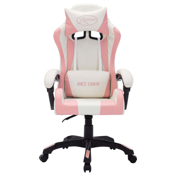 Gaming-Stuhl mit RGB LED-Leuchten Rosa und Schwarz Kunstleder