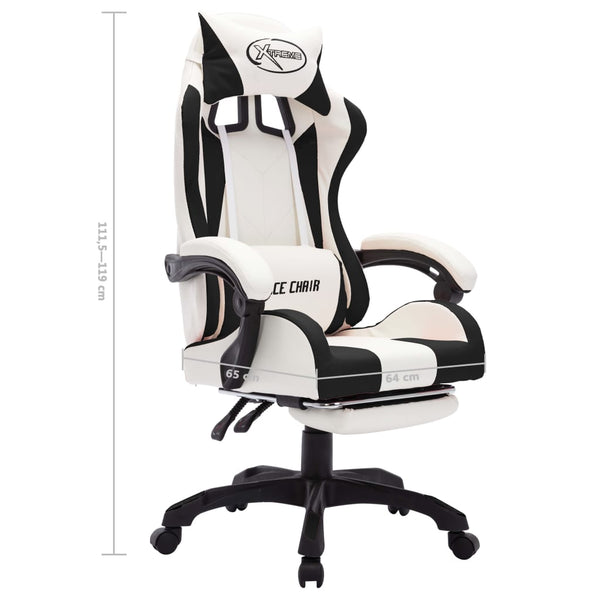 Gaming-Stuhl mit RGB LED-Leuchten Schwarz und Weiß Kunstleder