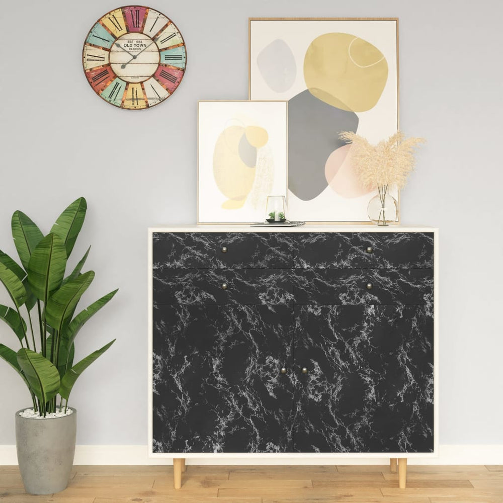 vidaXL Self-Adhesive Furniture Film Black Stone Look 500x90 cm PVC