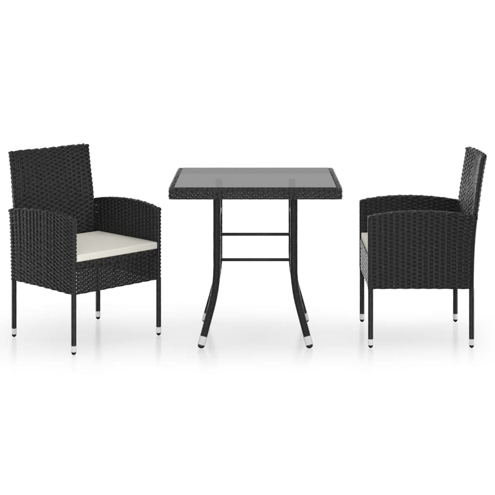 vidaXL Salon de jardin à dîner 3 pcs Résine tressée Noir