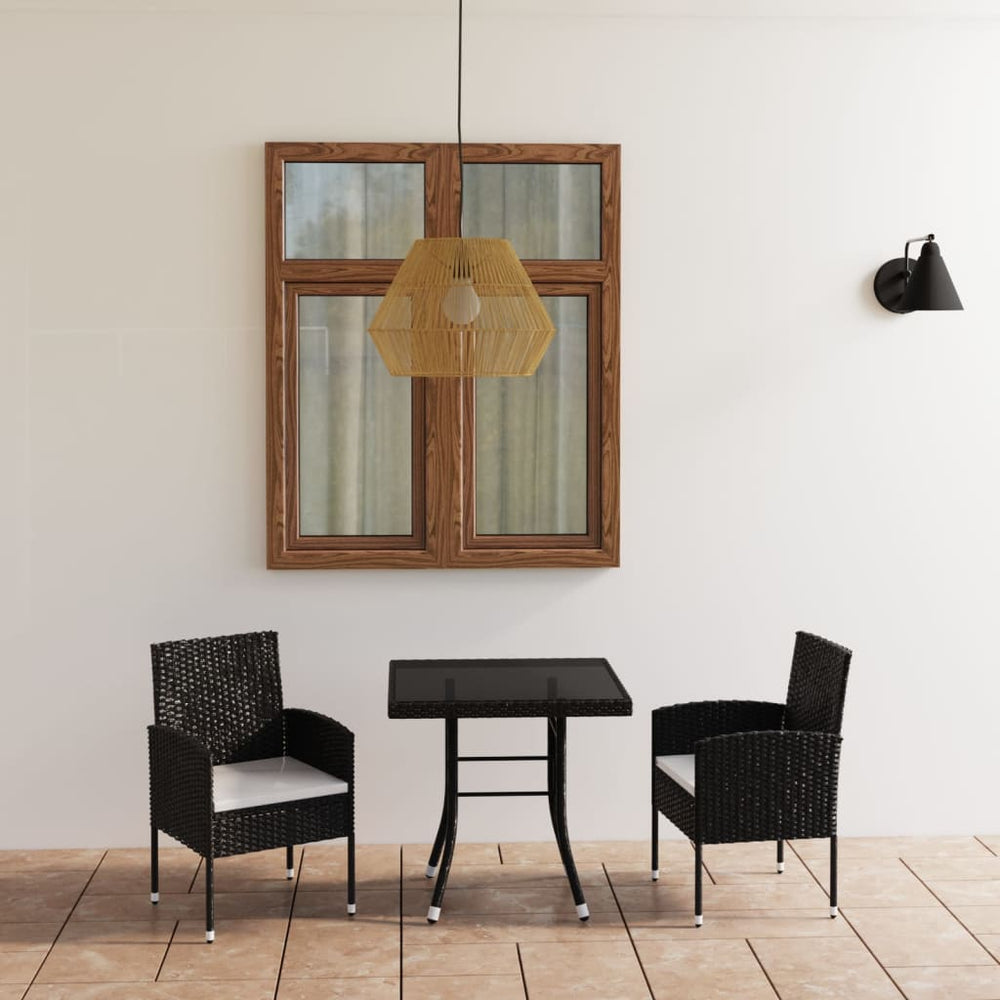 vidaXL Salon de jardin à dîner 3 pcs Résine tressée Noir